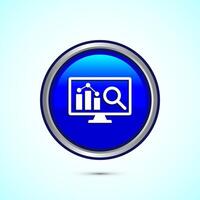 Data analytics icon design illustration. Market research, analytic icon, Blue Color Round Button Design vector