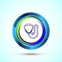 Stethoscope icon design illustration. Doctor stethoscope medical device icon, Glossy Round Button Design vector