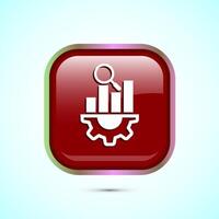 Data analytics icon design illustration. Market research, analytic icon, Red Color Square Button Design vector