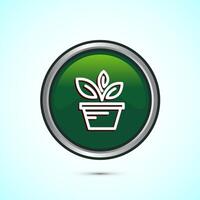 Plant icon design illustration, Sprout icon for apps and webs, Green Color Round Button Design vector