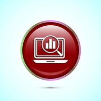 Data analytics icon design illustration. Market research, analytic icon, Red Color Round Button Design vector