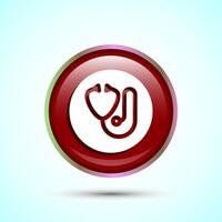 Stethoscope icon design illustration. Doctor stethoscope medical device icon, Red Color Round Button Design vector