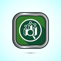 Data analytics icon design illustration. Market research, analytic icon, Green Shadow Button Design vector
