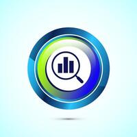 Data analytics icon design illustration. Market research, analytic icon, Glossy Round Button Design vector
