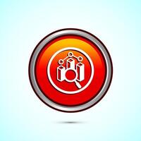 Data analytics icon design illustration. Market research, analytic icon, Orange Color Round Button Design vector