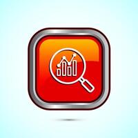 Data analytics icon design illustration. Market research, analytic icon, Orange Color Square Button Design vector