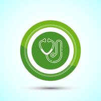 Stethoscope icon design illustration. Doctor stethoscope medical device icon, Green Color Button Design vector