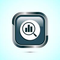 Data analytics icon design illustration. Market research, analytic icon, Gray Color Square Button Design vector