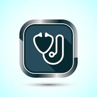 Stethoscope icon design illustration. Doctor stethoscope medical device icon, Gray Shadow Button Design vector