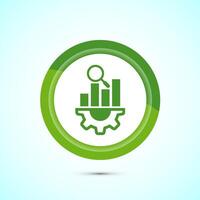 Data analytics icon design illustration. Market research, analytic icon, Green Color Button Design vector