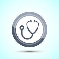 Stethoscope icon design illustration. Doctor stethoscope medical device icon, Gray Color Button Design vector