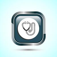 Stethoscope icon design illustration. Doctor stethoscope medical device icon, Gray Color Square Button Design vector