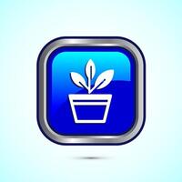 Plant icon design illustration, Sprout icon for apps and webs, Blue Color Square Button Design vector