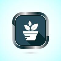 Plant icon design illustration, Sprout icon for apps and webs, Gray Shadow Button Design vector