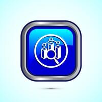 Data analytics icon design illustration. Market research, analytic icon, Blue Color Square Button Design vector