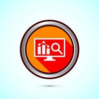 Data analytics icon design illustration. Market research, analytic icon, Orange Shadow Button Design vector