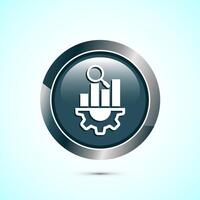 Data analytics icon design illustration. Market research, analytic icon, Gray Color Round Button Design vector