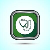 Stethoscope icon design illustration. Doctor stethoscope medical device icon, Green Shadow Button Design vector