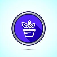Plant icon design illustration, Sprout icon for apps and webs, Blue Shadow Button Design vector
