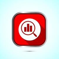 Data analytics icon design illustration. Market research, analytic icon, Red Shadow Button Design vector