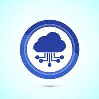 Cloud computing icon design illustration. Data storage and tech icon, Blue Color Button Design vector