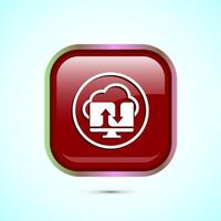 Cloud computing icon design illustration. Data storage and tech icon, Red Color Square Button Design vector