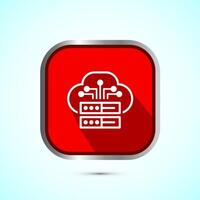 Cloud computing icon design illustration. Data storage and tech icon, Red Shadow Button Design vector