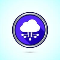 Cloud computing icon design illustration. Data storage and tech icon, Blue Shadow Button Design vector