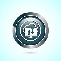 Cloud computing icon design illustration. Data storage and tech icon, Gray Color Round Button Design vector