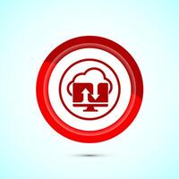Cloud computing icon design illustration. Data storage and tech icon, Red Color Button Design vector