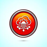 Cloud computing icon design illustration. Data storage and tech icon, Orange Color Round Button Design vector