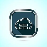 Cloud computing icon design illustration. Data storage and tech icon, Gray Shadow Button Design vector