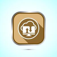 Cloud computing icon design illustration. Data storage and tech icon, Gold Shadow Button Design vector