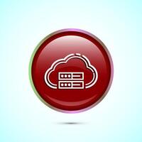 Cloud computing icon design illustration. Data storage and tech icon, Red Color Round Button Design vector