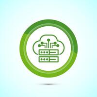 Cloud computing icon design illustration. Data storage and tech icon, Green Color Button Design vector