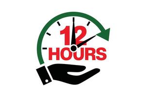 Fast 12-Hour Delivery Service Icon with Clock and Hand Design vector