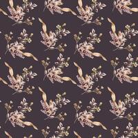 Dry herbs in monochrome tone hand drawn by watercolor seamless pattern. Light brown plants in botanical sketch on endless background. Design of textile, package, printed products. vector