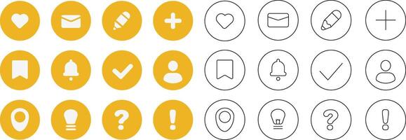 Web icon set for social media post. Like, share, comment, save, and send buttons with heart, arrow, and follow symbols in a minimalist line design. vector