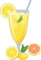 Refreshing Lemon-Grapefruit Drink in a Glass vector