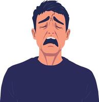 Upset Man with a Forehead Wound Expressing Sadness vector