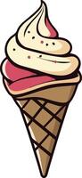 Yummy ice cream cone with swirl design. vector