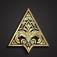 3d gold ornamental decorative triangle design element vector