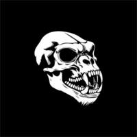 Black and white angry gorilla skull illustration, looks perfect for a fierce character design vector