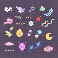 abstract hand drawn doodle shape element collection pack vector