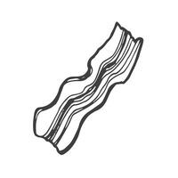 Bacon slices set. Hand drawn sketch style crispy food meat portion of pork from butcher. Fresh traditional breakfast product. illustrations isolated on white background. vector
