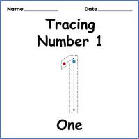1 number tracing practice worksheet and coloring book vector