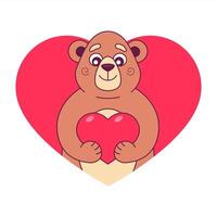 bear holds heart in paws. vector