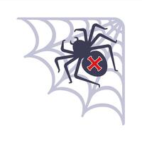The spider sits on the web. vector
