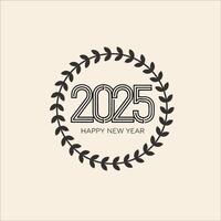 Festive New Years 2025 Art with Geometric Black Elements vector