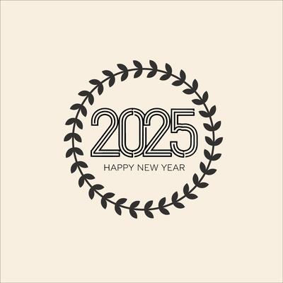 Festive New Years 2025 Art with Geometric Black Elements